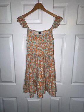 Floral Ruffle Strap Mini Dress | Cottagecore Sundress Sz S